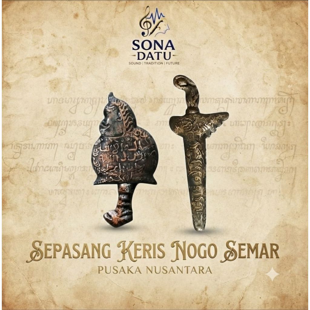 2 Pcs Sepasang Hobi Koleksi Tradisional patung Keris Nogo Sari Sosro- Aksesori Desain Mini Kuningan,
