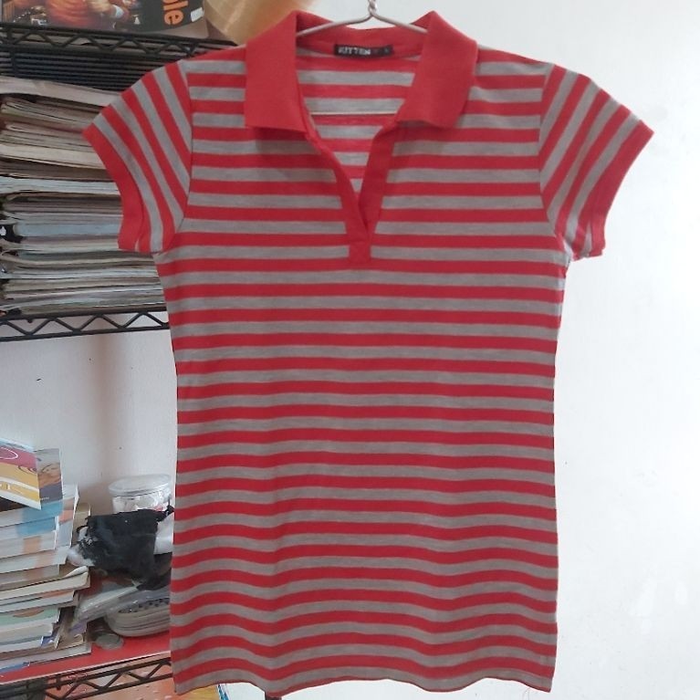 Baju salur merah bata abu abu