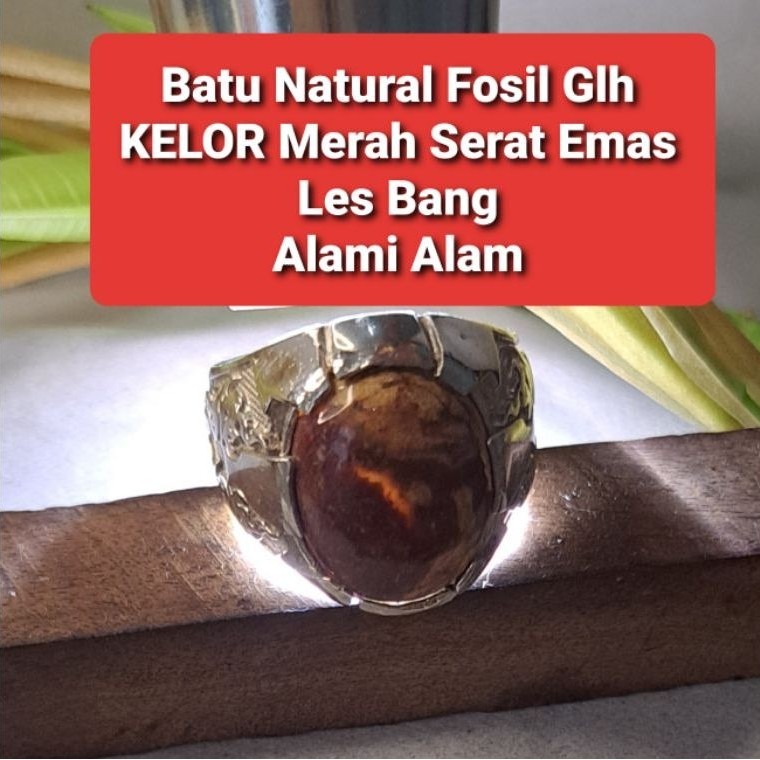 Batu Natural Fsl GALIH KELOR Merah Emas Les Bang Teras Inti Alami Batu Alam Moringa Oleifera Motif F