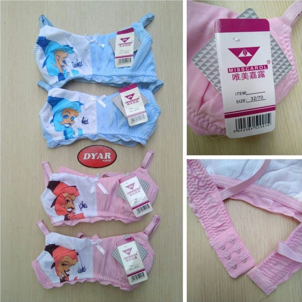 MISSCAROL Bra Remaja Katun Karakter Tanpa Busana 2 Pengait Belakang Ukuran 32/70-38/85