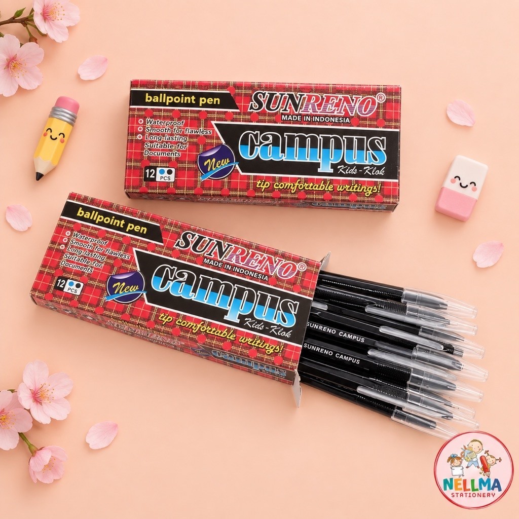 Pulpen SUNRENO CAMPUS Ballpoint pen Hitam ( isi 12 pcs )
