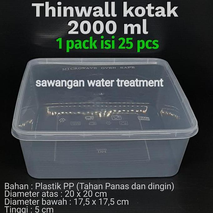 TERBARU - Thinwall Kotak 2000ml / Plastik 2000ml / Tempat Salad/ Thinwall 2000ml