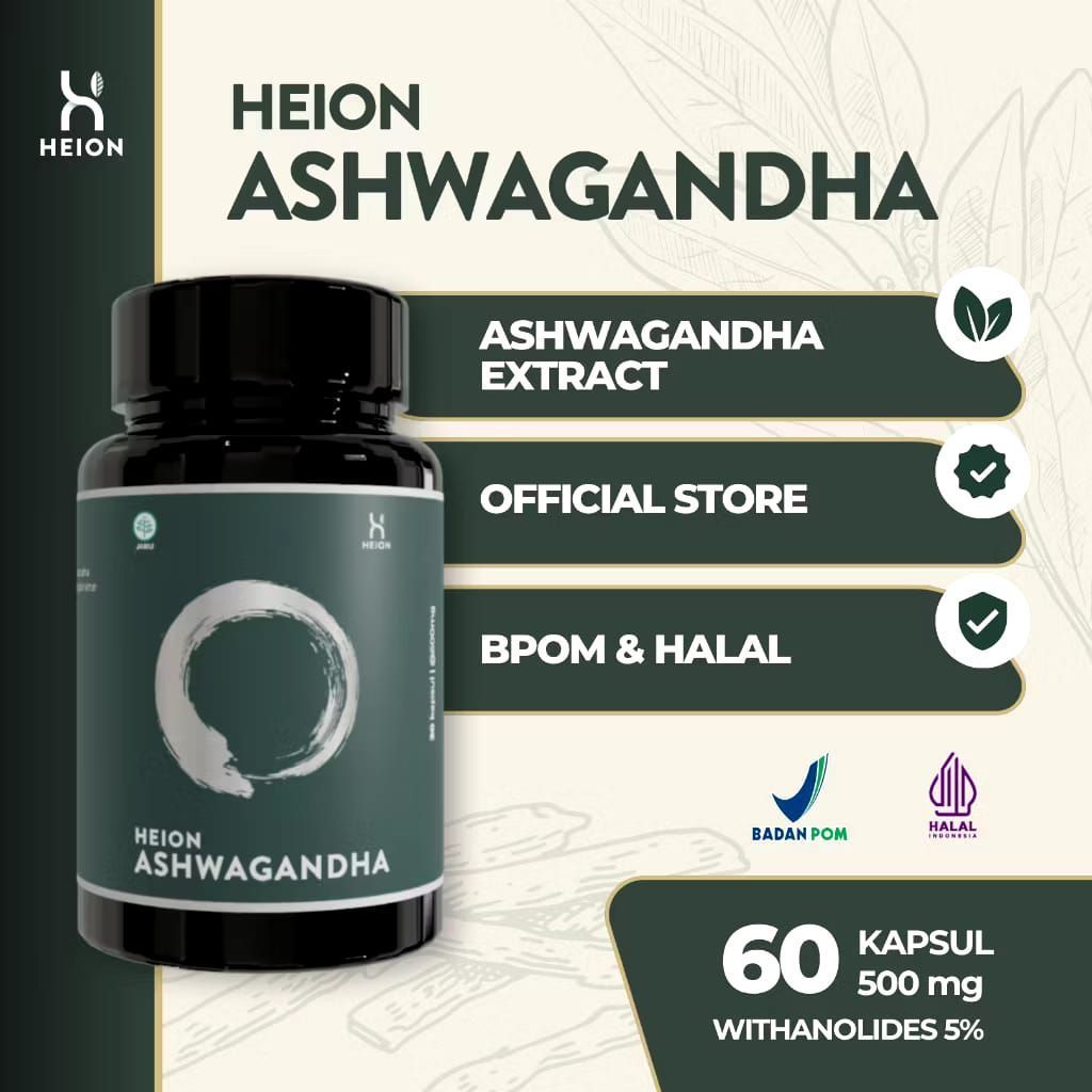 HEION Ashwagandha Extract Suplemen 60 Kapsul @500mg BPOM Halal - 60