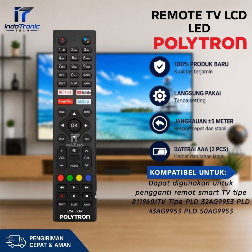 Remot Remote TV Polytron LCD LED Android Smart TV 81i960 For PLD 43AG9953 PLD 50AG9953