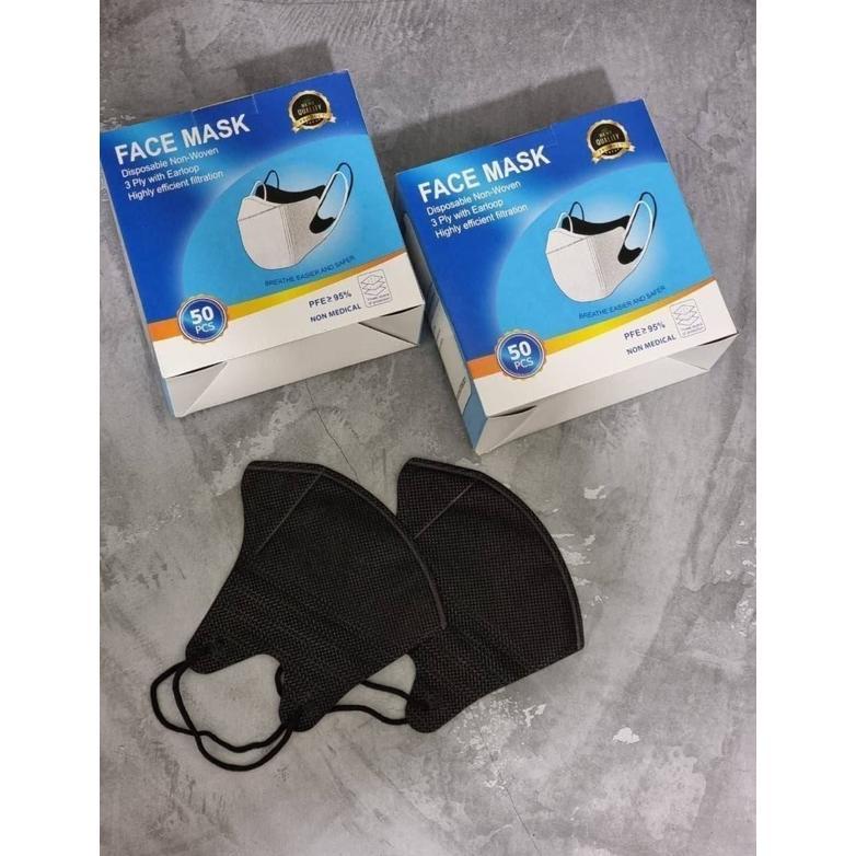 Paling Murah Masker duckbill isi 50 pcs dewasa (hitam/putih) Samarinda Original
