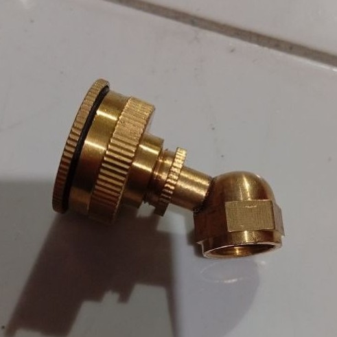 NOZLE SPRAYER SPUYER KUNING / SPUYER LUBANG 4 KUNINGAN / UJUNG STIK MESIN SEMPROT HAMA / SPUYER LUBA
