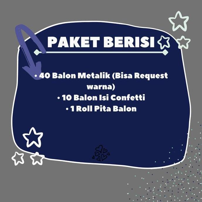 Paket Bucket Balon Metalik / Confetti Isi 50 Pcs