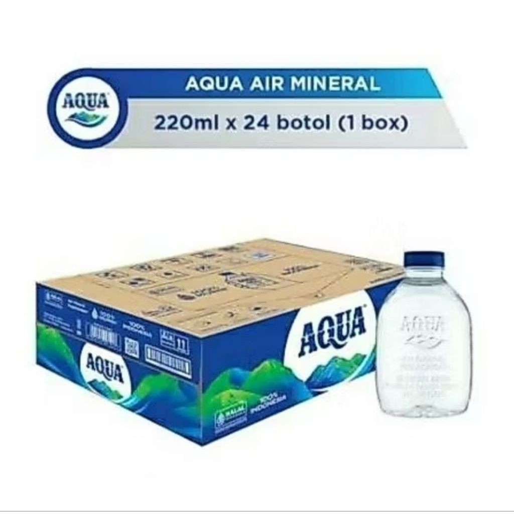 Air Mineral AQUA Botol Mini 220ml 24 Botol