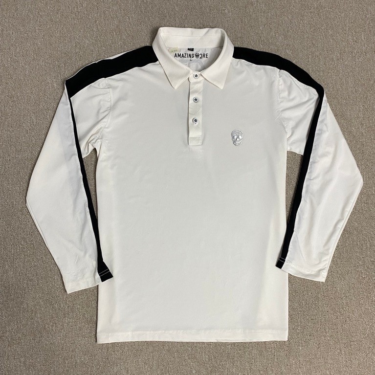 polo shirt golf amazing core putih lis hitam preloved second