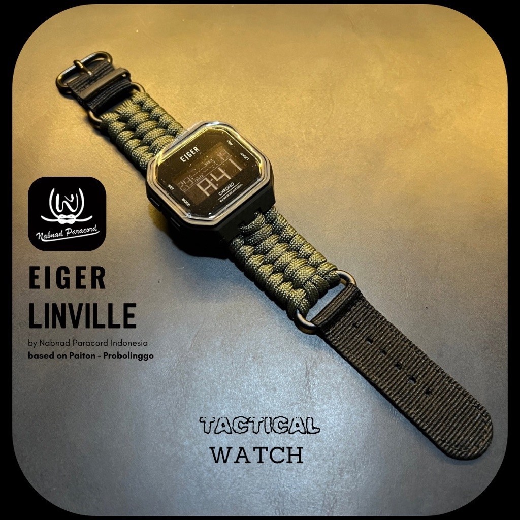 Tali Strap Jam Tangan Paracord Watch Strap Untuk EIGER Linville Custom Paracord 550 Trilobite Canvas