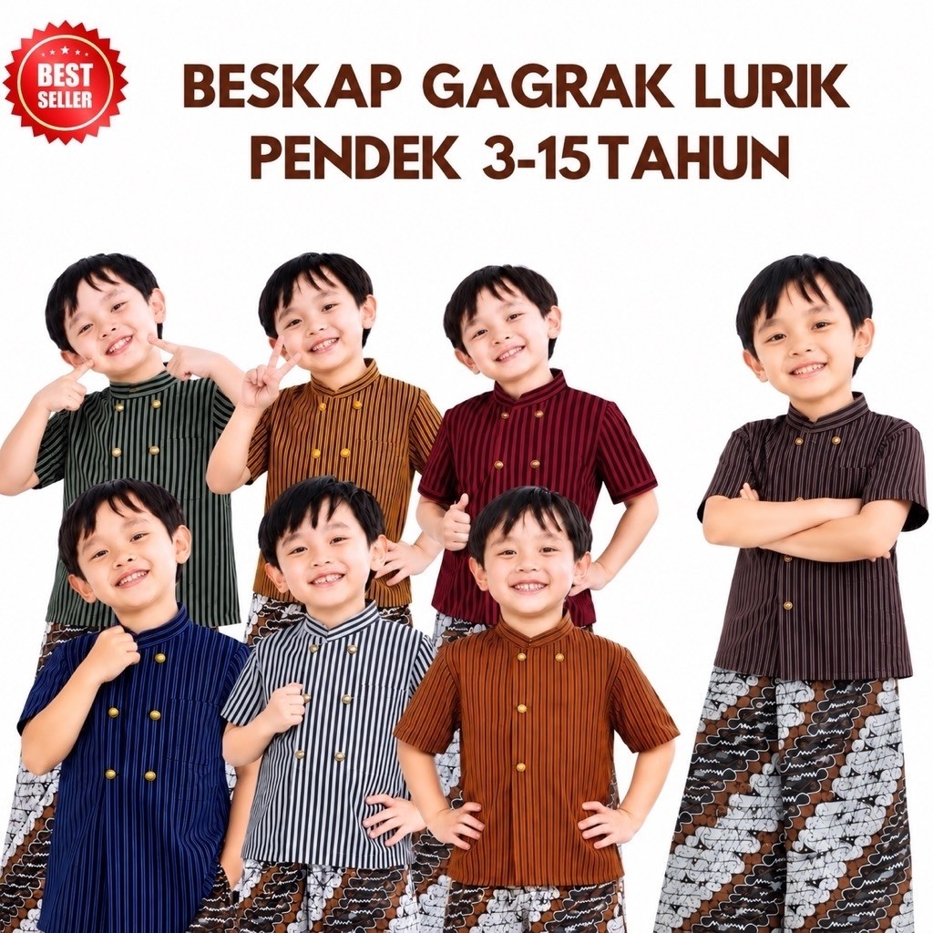 BESKAP LURIK ANAK LENGAN PENDEK BESKAP LURIK HALUS PREMIUM ANAK LAKI LAKI BESKAP LURIK PENDEK