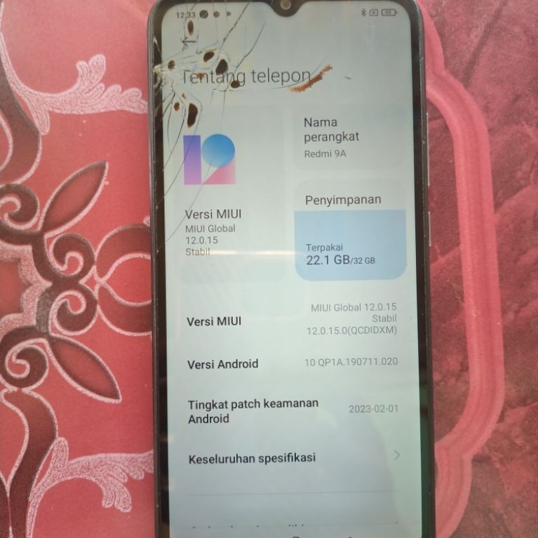 Redmi 9A minus touchscreen retak