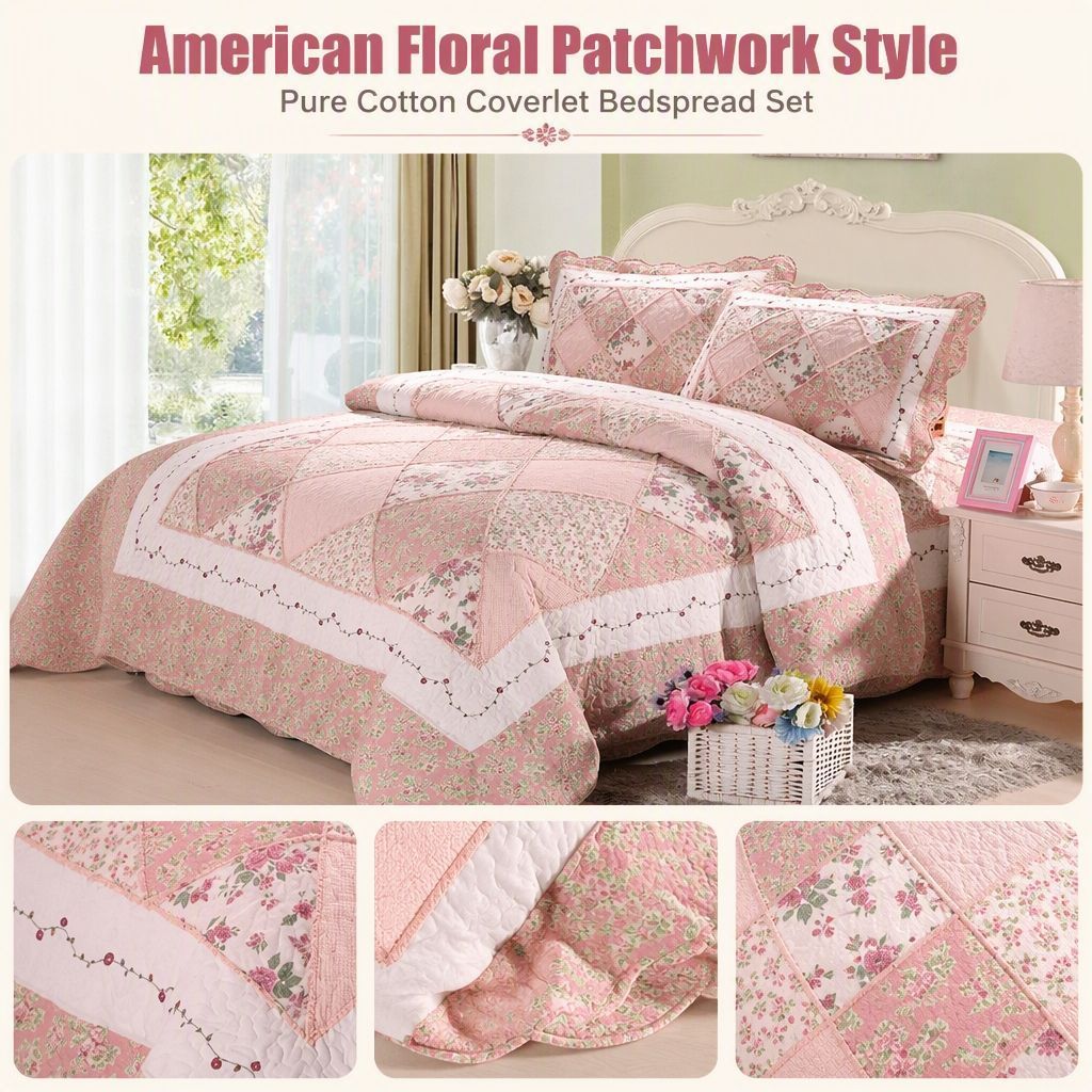 READY PATCHWORK BED COVER CARPET QUILT