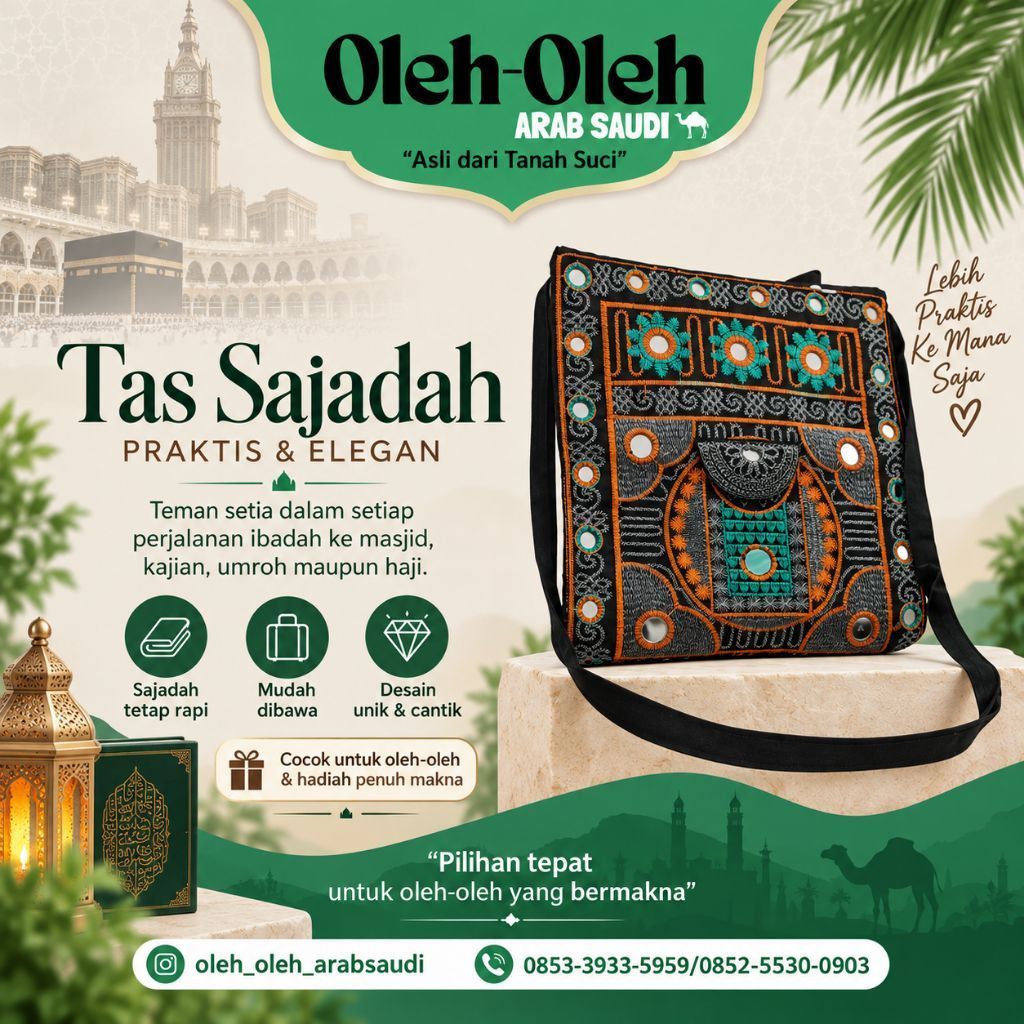 Tas Sajadah Oleh-Oleh Arab Saudi tas selempang motif ukir praktis elegan