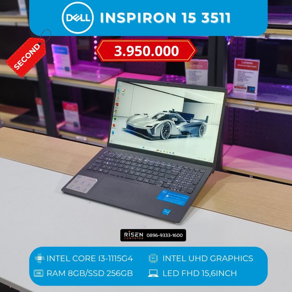 DELL INSPIRON 15 3511 Intel Core I3-1115G4 RAM 8GB SSD 256GB FHD 15,6inch Notebook Second Bekas Lapt