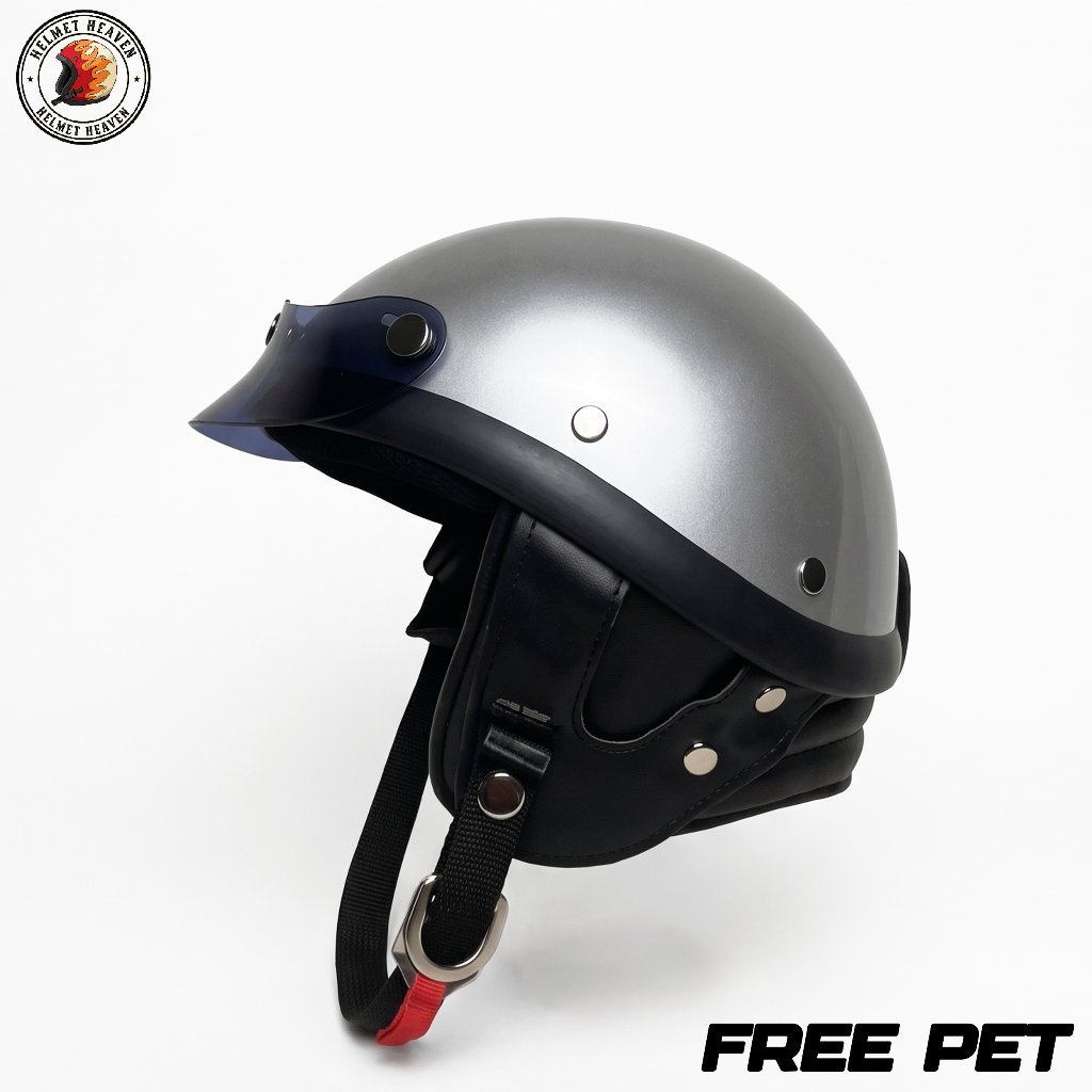 Helm Chopper Retro Klasik Helem Custom Fiberglass Cowok/Cewek - Free Pet