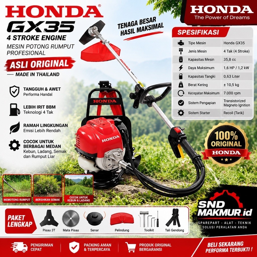 HONDA GX35/MESIN POTONG RUMPUT 4TAK GX35 Honda/MESIN BABAT RUMPUT GX-35 ASLI HONDA TERSEDIA BONUS