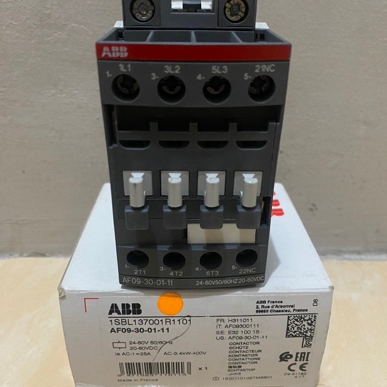 Kontaktor ABB AF09-30-01-11 25A 24-60 V AC/DC 4KW 1NC 1SBL137001R1101