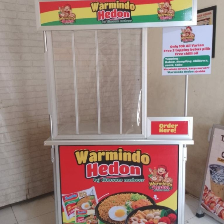 Booth Portable Meja Lipat bahan Aluminium untuk Warmindo