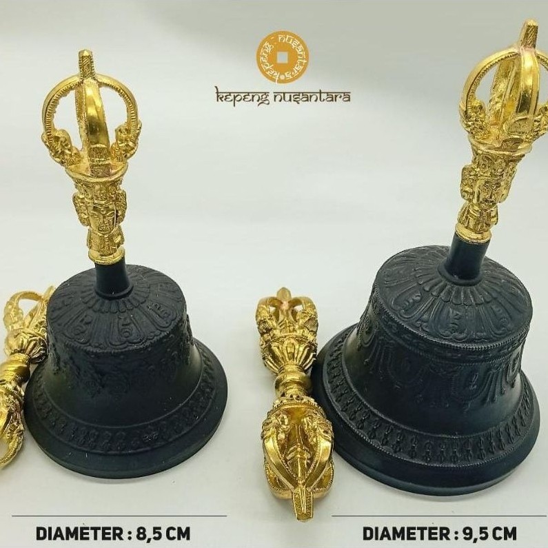 Bell Vajra Black Ukuran Diameter 9.5 & 8.5 Original Nepal