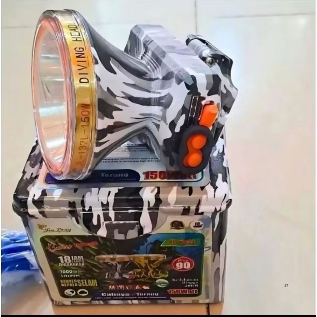 JL-232 loreng SENTER KEPALA SELAM 200METER JIN LONG LORENG ARMY JL-232L Senter Kepala Selam LED Jin 