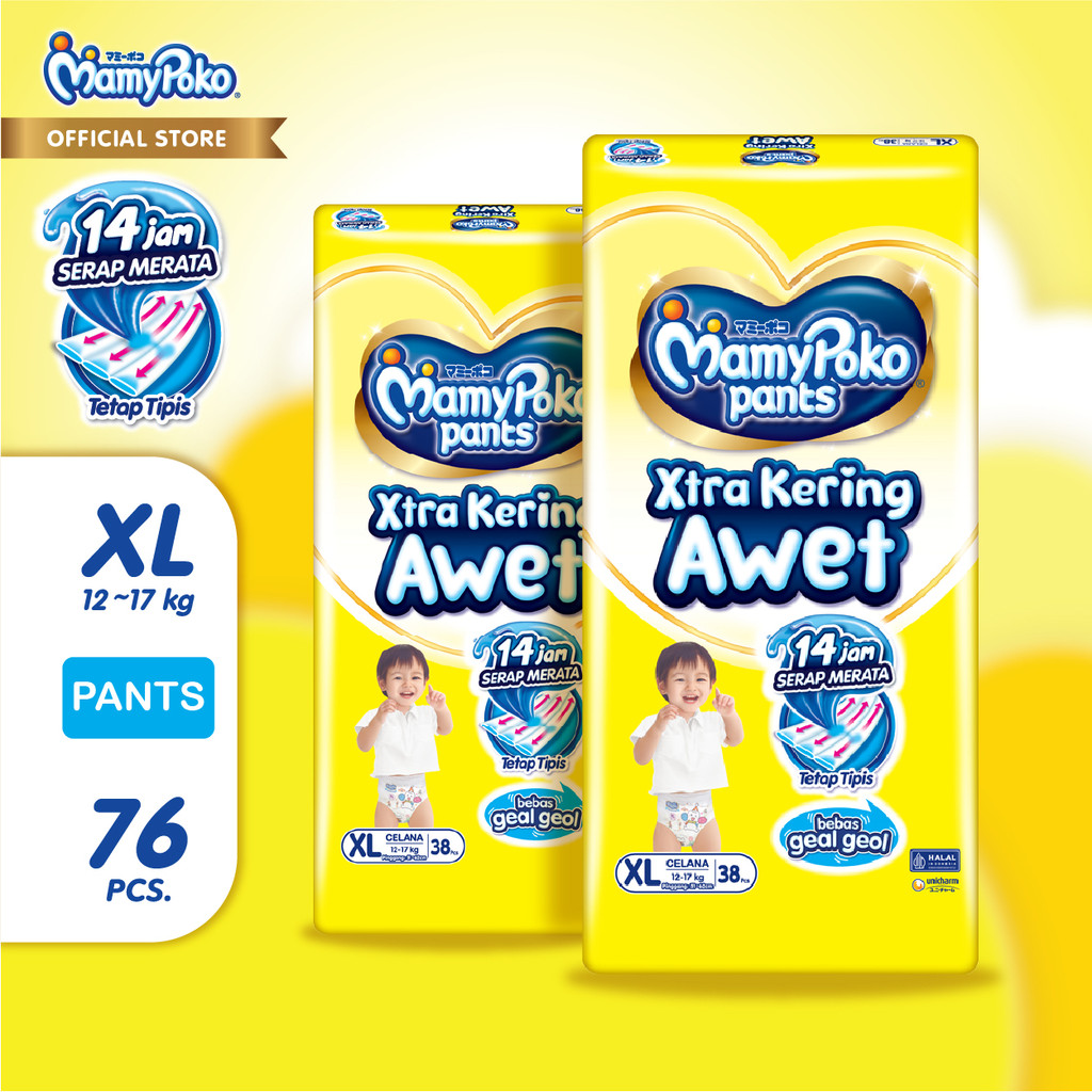 MamyPoko Pants X-tra Kering - XL 38 - 2 Packs
