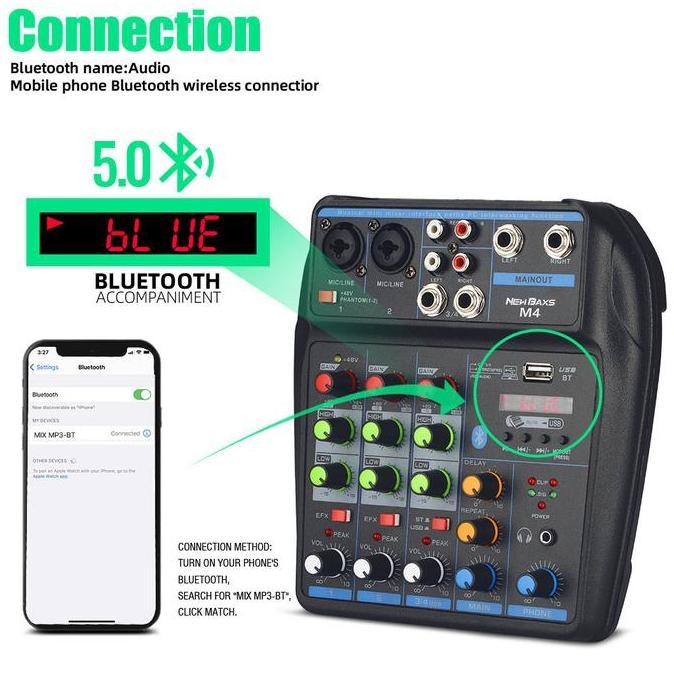 Musica- New Baxs M4/M4G Audio Mixer Suara Kecil 4 Channel Mixer Audio Meriah Bekas Saluran Built-In 
