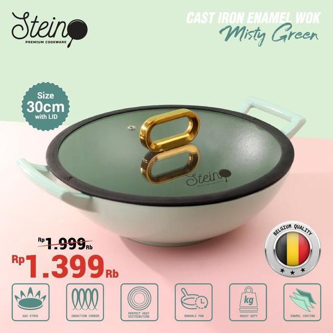 Stein Cookware Cast Iron Enamel Wok 30 cm