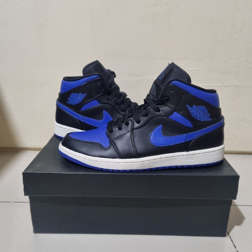 Air Jordan AJ 1 Mid Royal Blue Sepatu Original Fullset (Second 2nd)