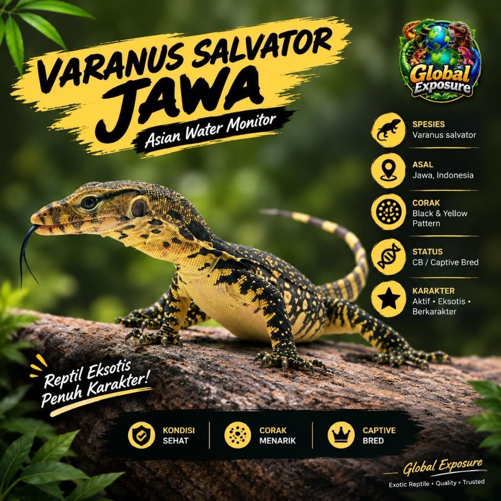 Varanus Salvator Jawa Jinak Jumpy Makan Ikan Anak Tikus Binatang Peliharaan