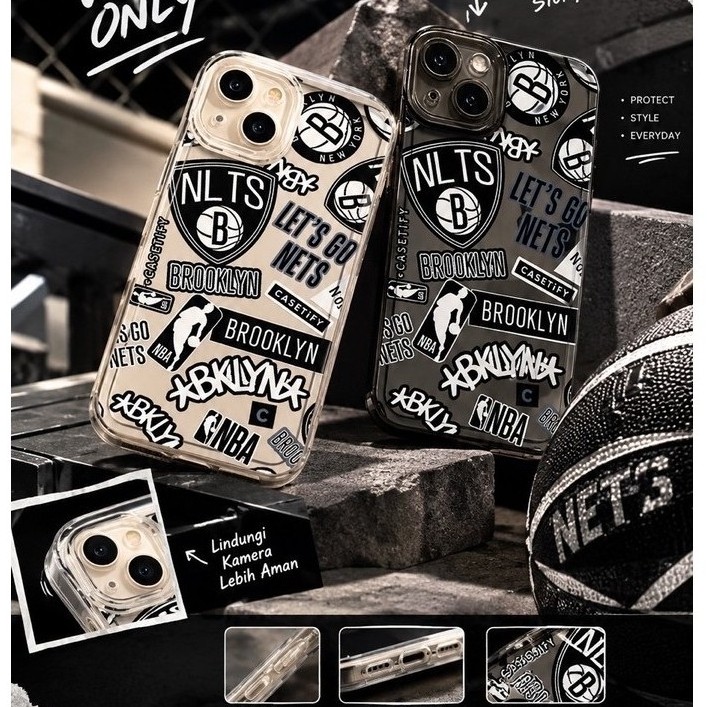 CASE iPhone 11 12 13 14 15 16 Pro Max TPU PC Anti Guncangan Brooklyn Nets