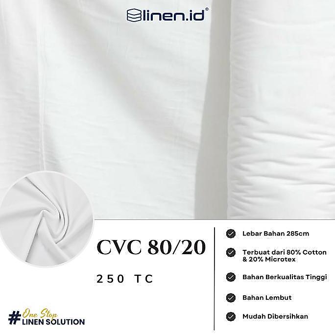 [Bahan Sprei Putih] Kain 80/20 Cvc Polos 250Tc Lebar 285Cm