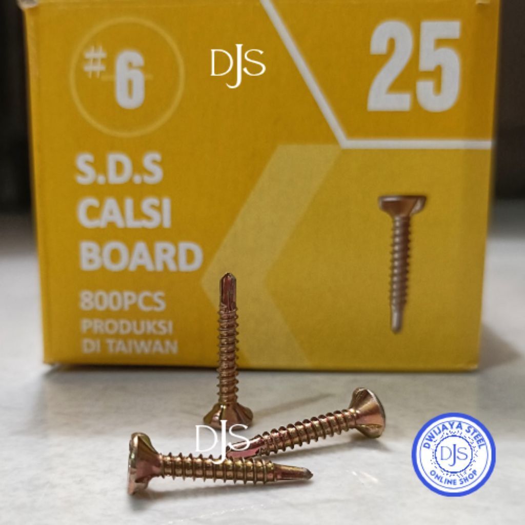 100PCS SEKRUP SDS GRC KUNING 6X25 SHINZOLO SDS CALSIBOARD #6X25 SDS KARLSI ZOLO 6X1"
