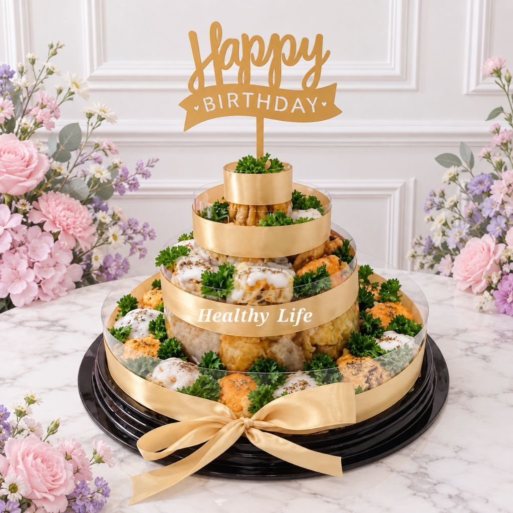 Dimsum Cake Bucket Buket HALAL Full Mentai Cheese Sauce Free Chilli Oil Dimsum Sauce Ultah Tart Towe