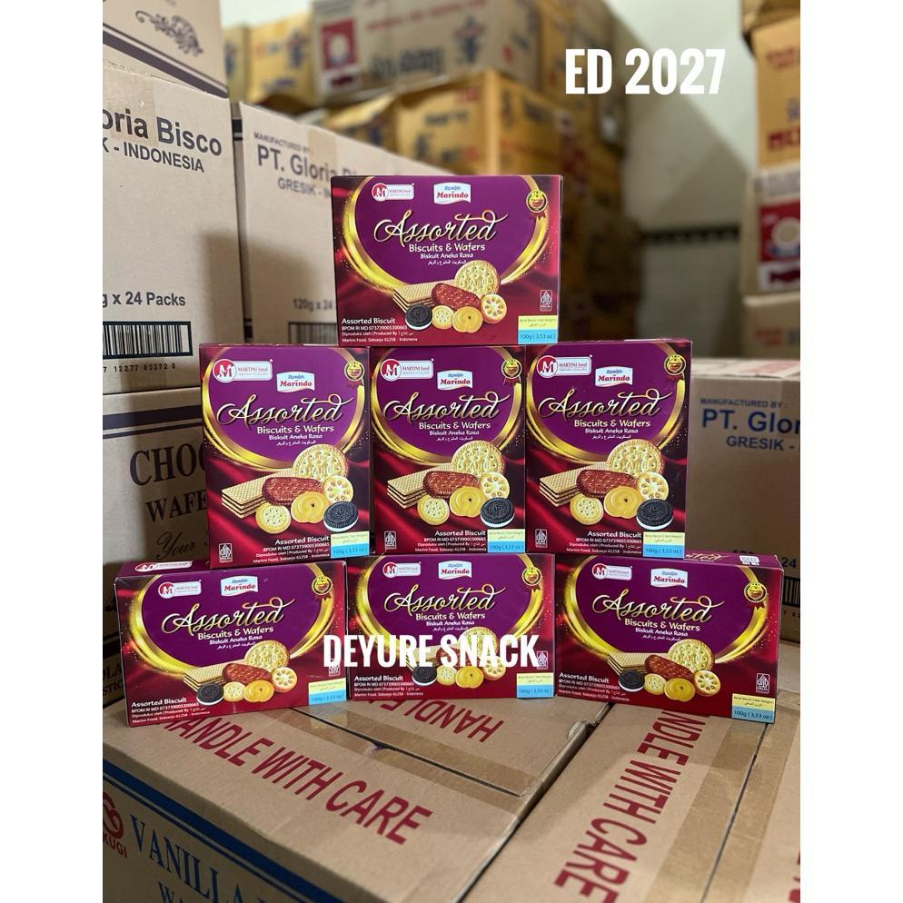 NEW  Marindo Assorted biscuit Pack 100 gr 1 karton x 24pcs Snack Hajatan Hampers
