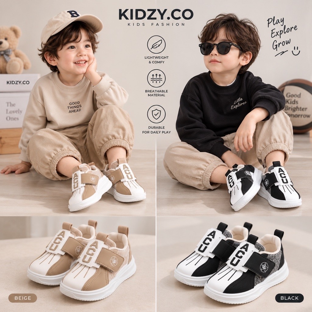 Sepatu Sneakers Anak Laki Laki Import Sneaker Anak Balita Impor Sepatu Anak Cowok Motif Garis Garis 