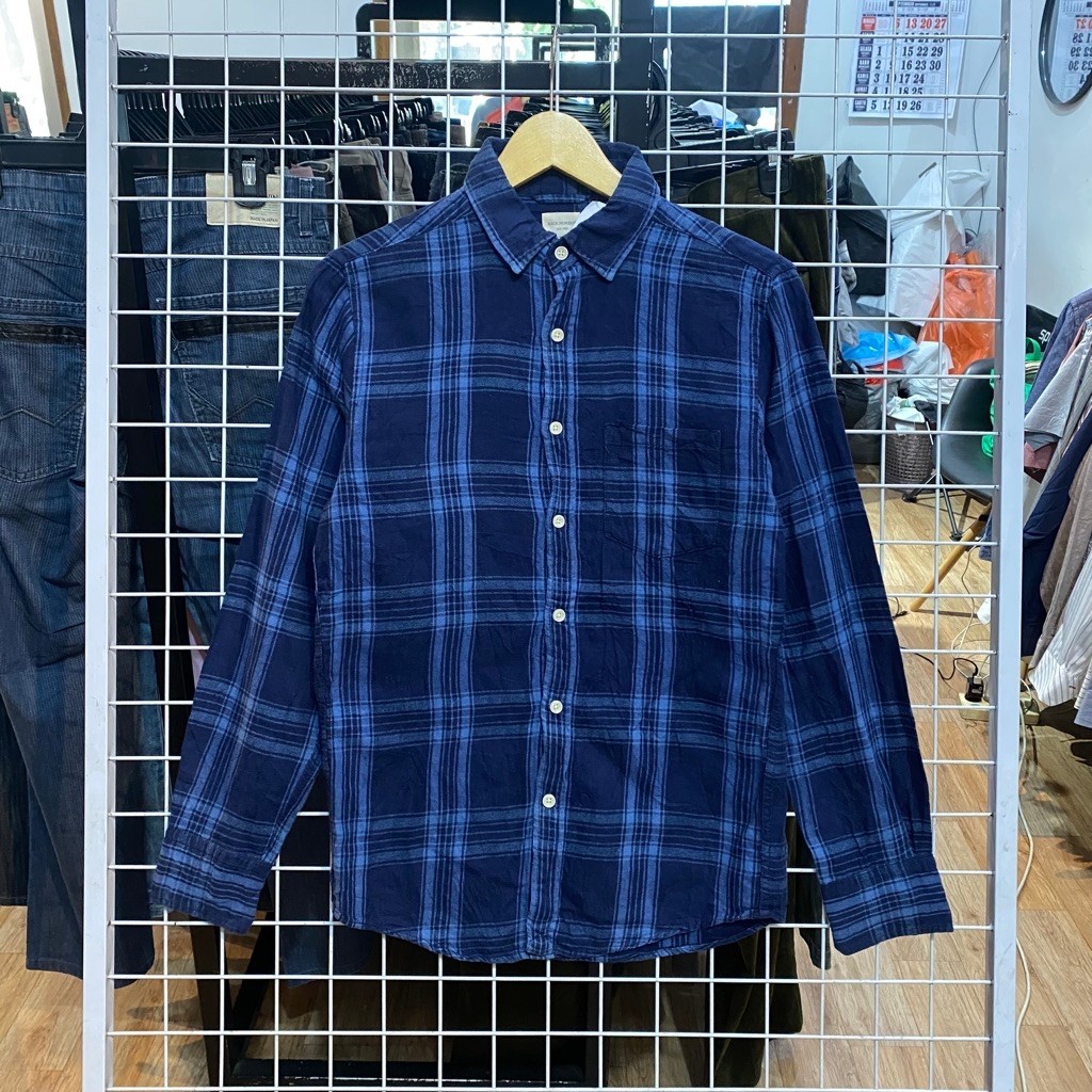 Back Number Blue Plaid Flannel Shirts #Fl1654