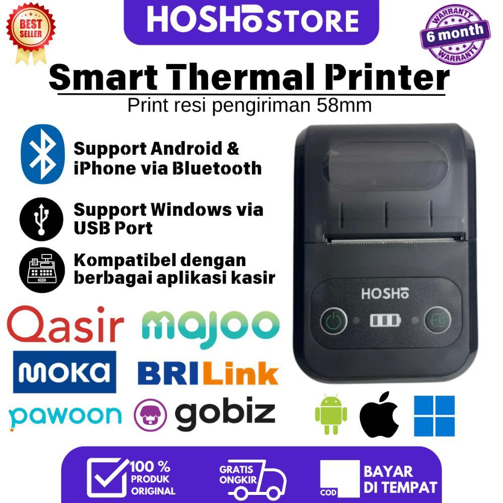 HOSHO MINI PRINTER RESI SHOPEE BLUETOOTH THERMAL 58MM KASIR BATTERY ANDROID PRINTER KASIR GOBIZ Mura