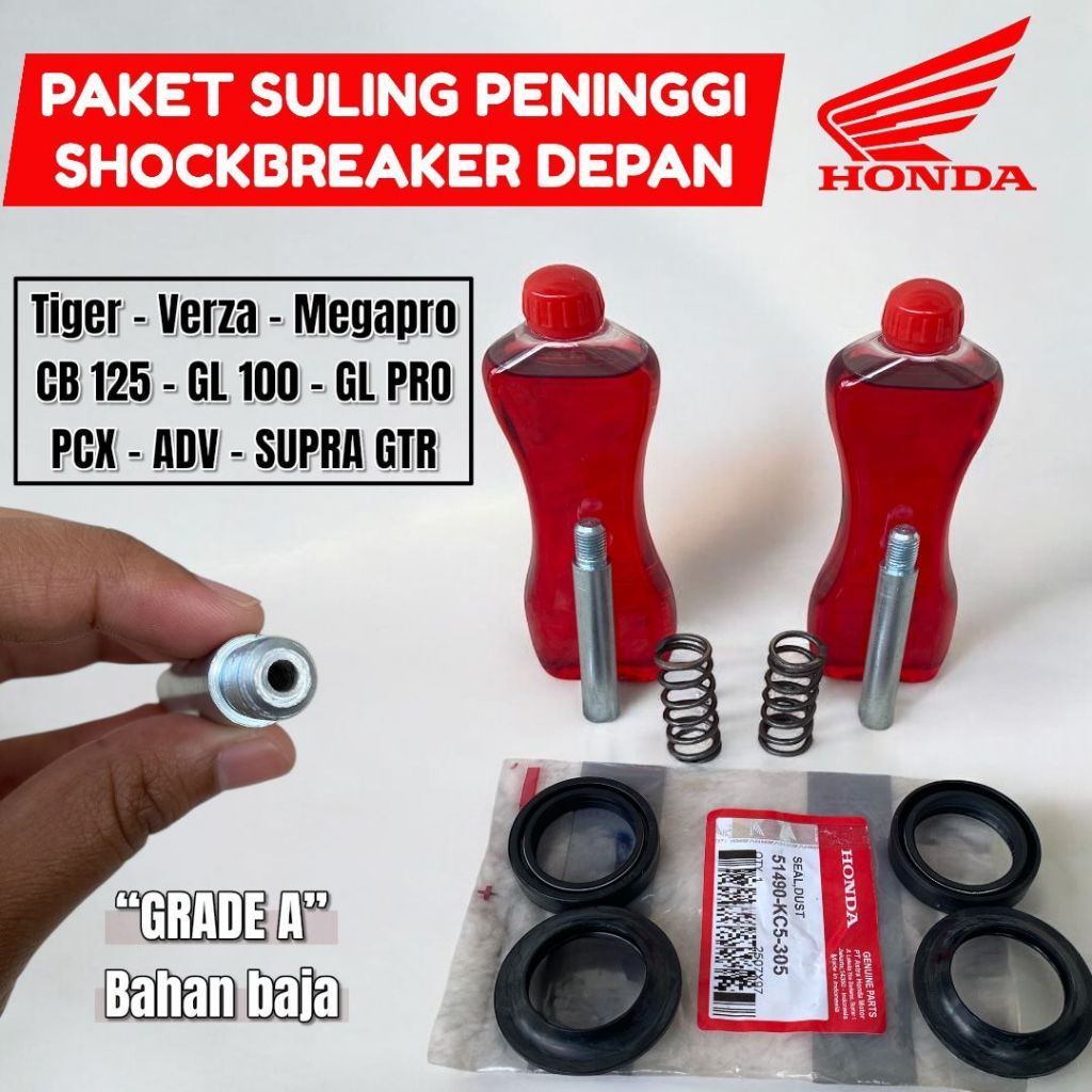 PAKET SULING PENINGGI SHOCK DEPAN | GRADE A | GL PRO GL100 TIGER MEGAPRO CB125 VERZA SUPRA GTR PCX A