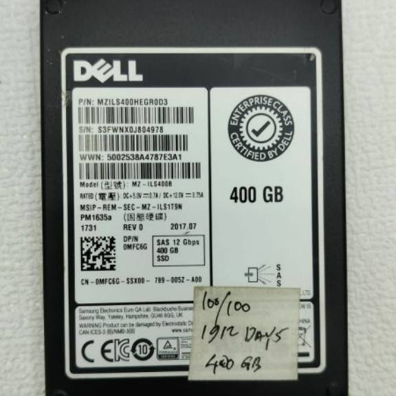 SSD SERVER DELL / SAMSUNG PM1635a 400GB SAS 12Gbps – ENTERPRISE