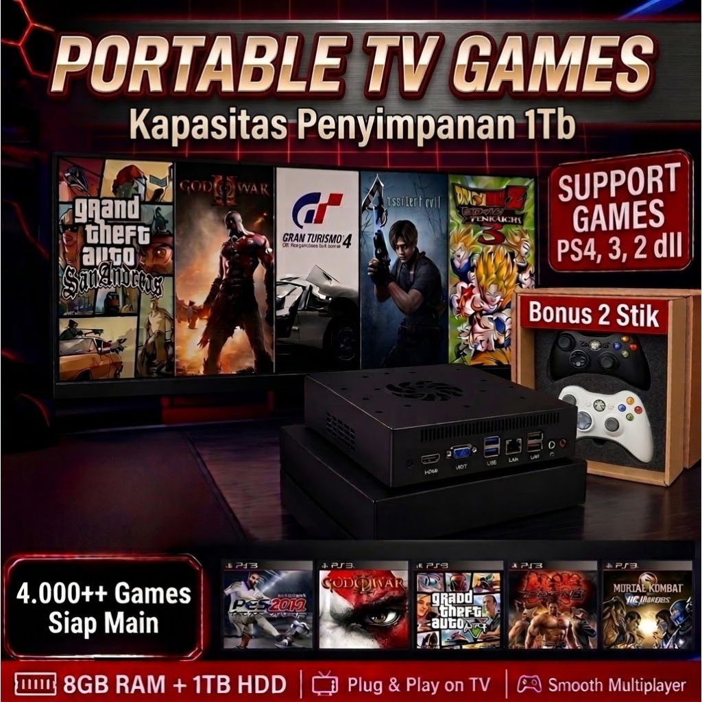 Portable TV Game / Retro TV Pixel, bisa digunakan di TV, Monitor dan Proyektor