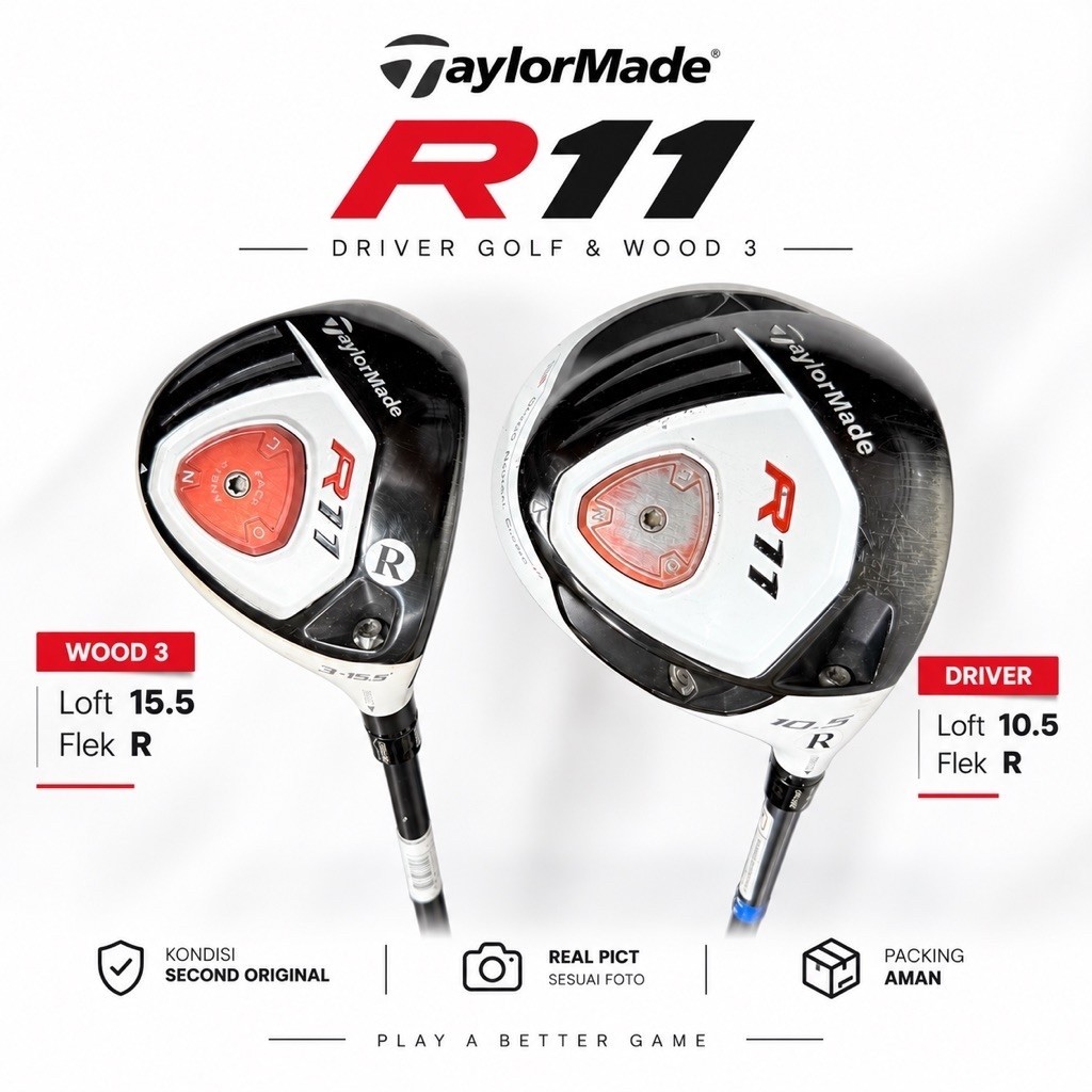 Stick Golf Man Driver Wood Taylormade R11 Flek Reguler Second Original