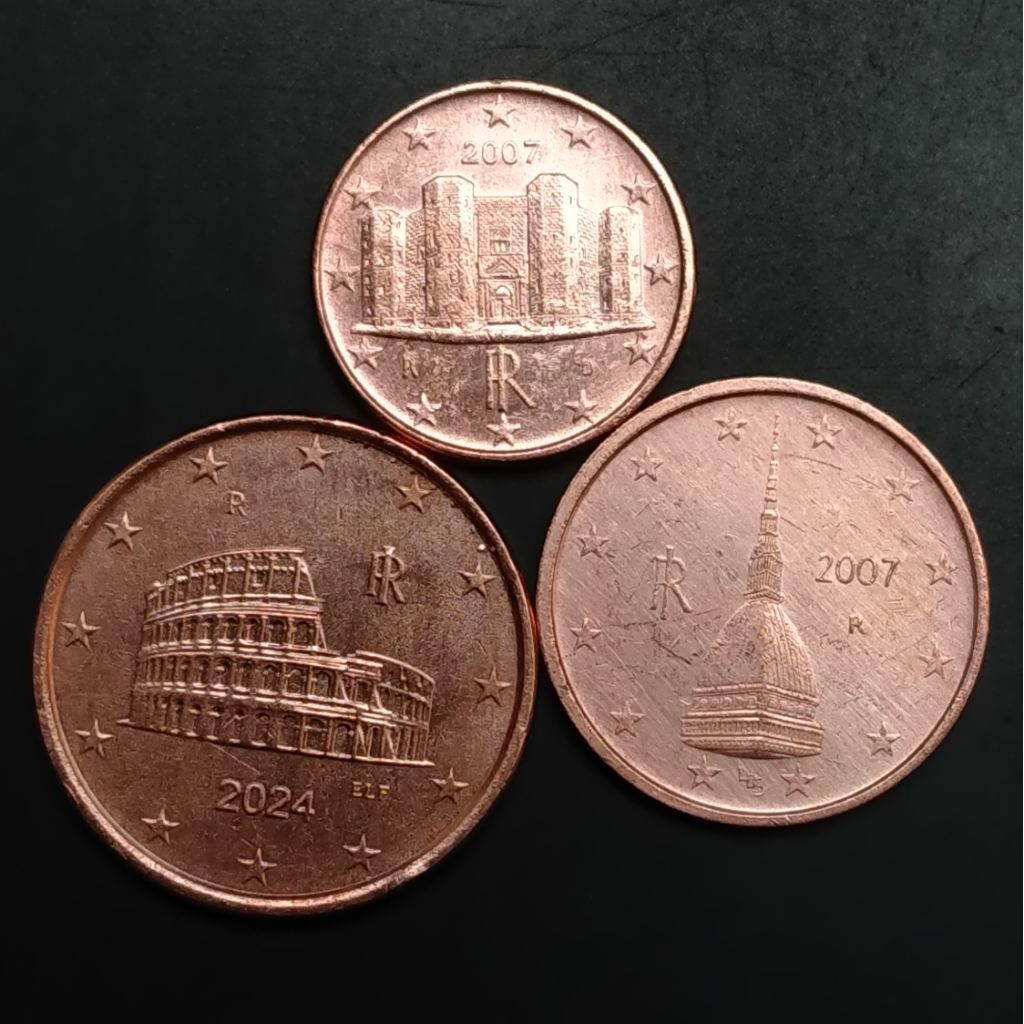 Koin Kuno Italia Euro Cent set nominal 1 - 2 - 5 Cent cuci kinclong