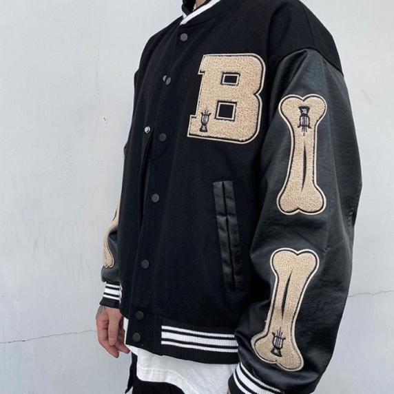 Diskon Zy - B Varsity Jacket Baseball The Bone Bisbol Korean Style Remaja Wanita Dan Pria