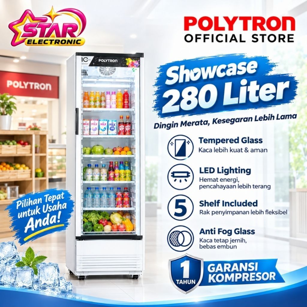 SHOWCASE POLYTRON 5RAK SCN 280 280LITER SHOWCASE POLYTRON 5RAK 280L