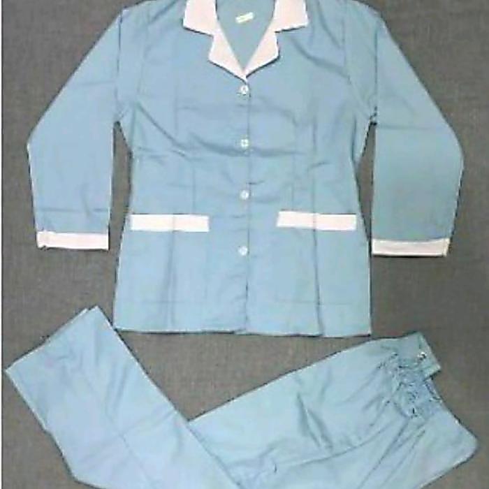 TerlarisBaju Seragam Suster Hijab Panjang Warna Katun Jepang - Biru Muda, Stbk
