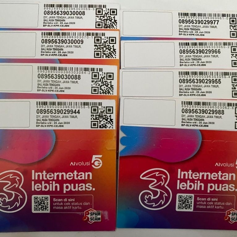 NO CANTIK PERDANA TRI 3 GB Jateng jatim BALNUS exp mei 2027