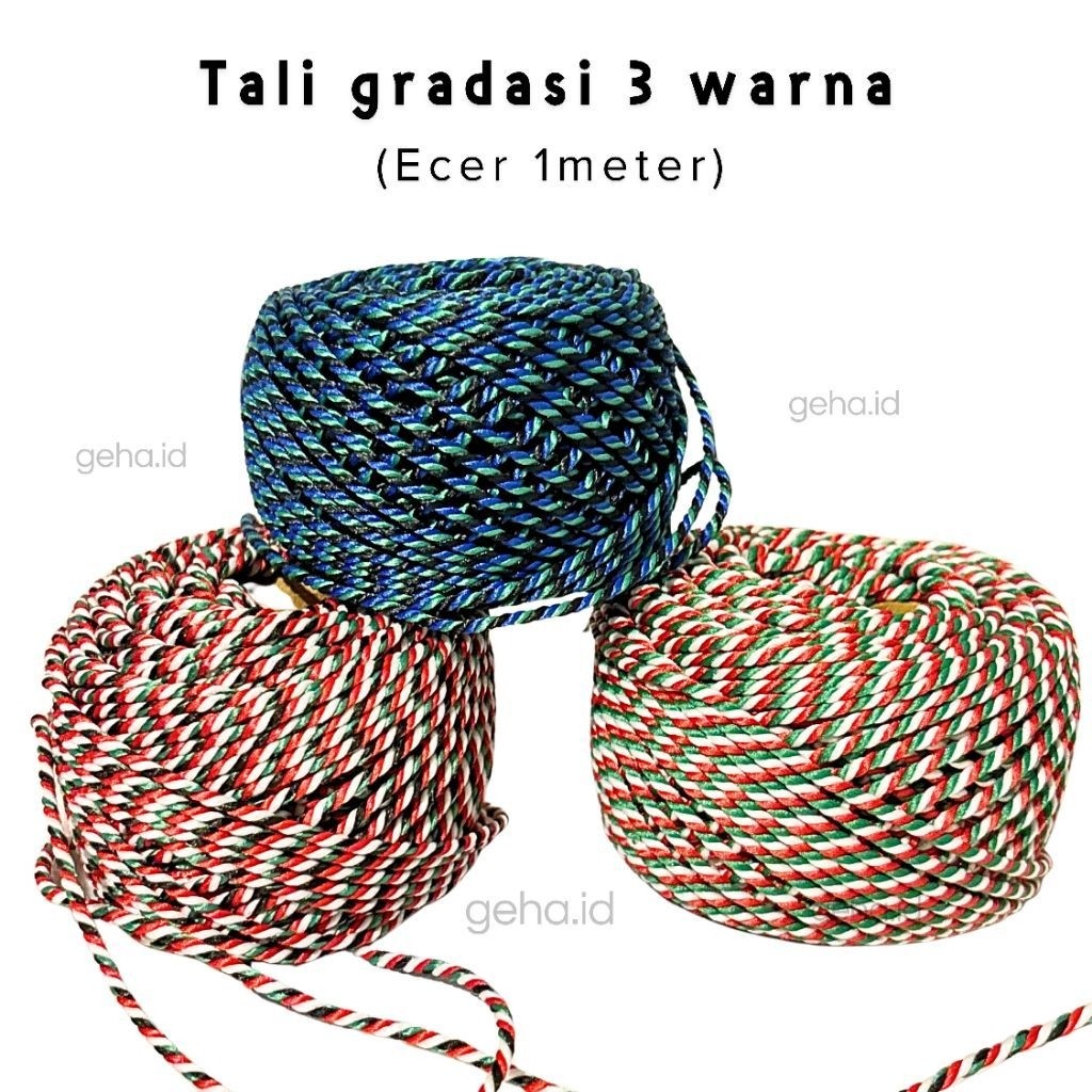 Tali Tridatu 1.5mm & 2mm | Tali Tridatu Gradasi DIY Handmade Ecer 1 Meter