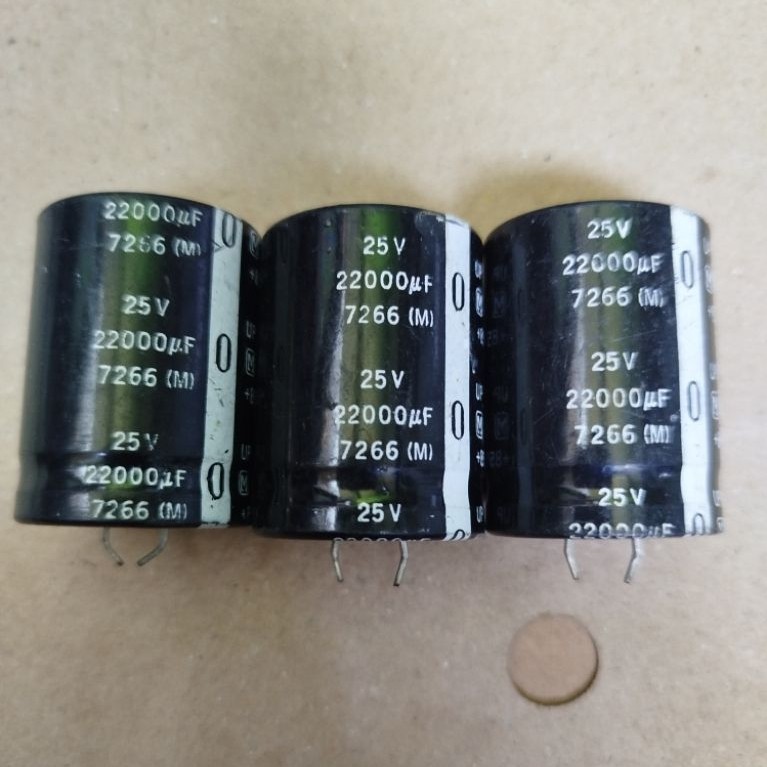 3 pcs elco 22000 uf 25V merk CE dua kaki paku baru stok lama