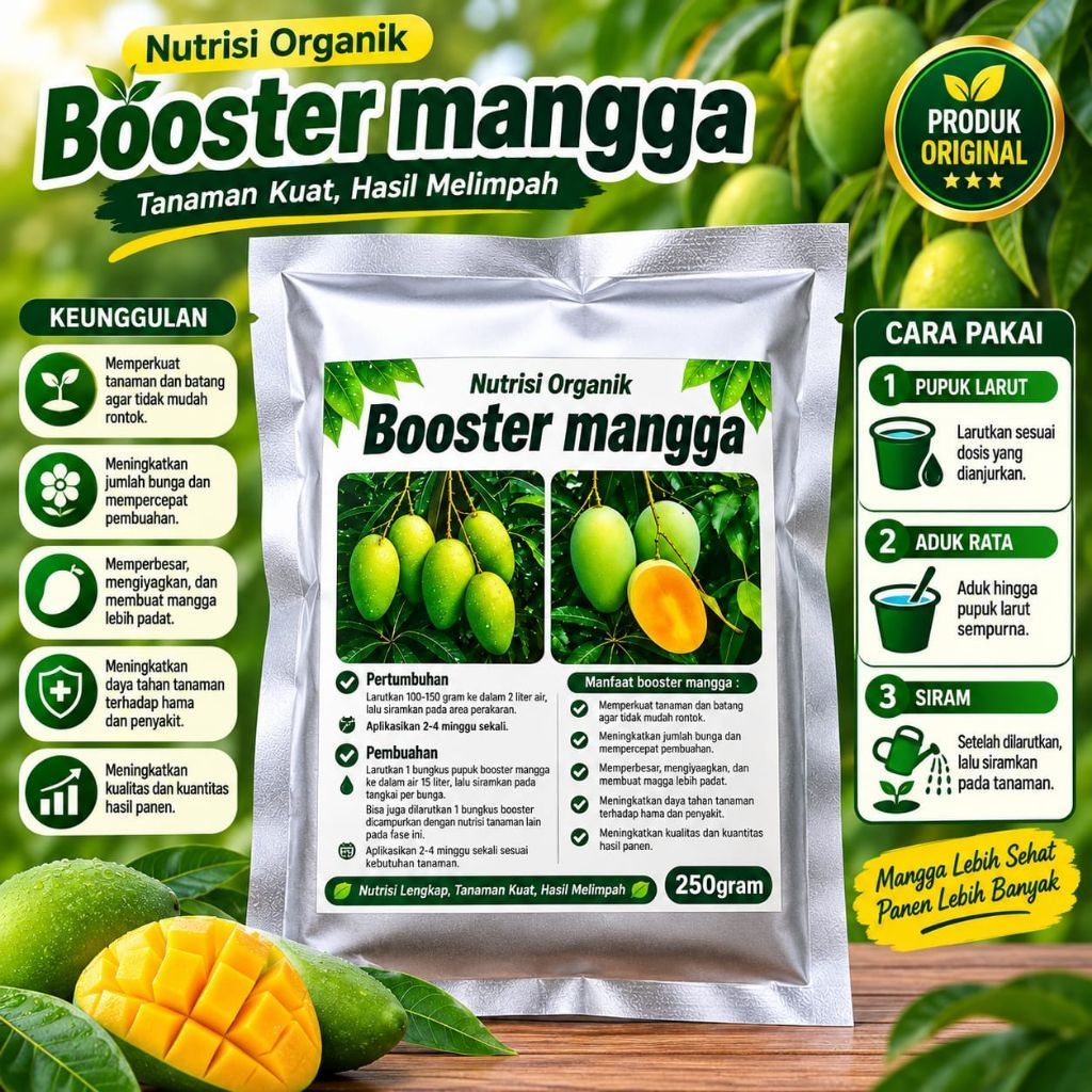Pupuk Mangga Booster Pelebat Buah 250 gram Nutrisi Organik Buah Mangga Perangsang Buah Mangga